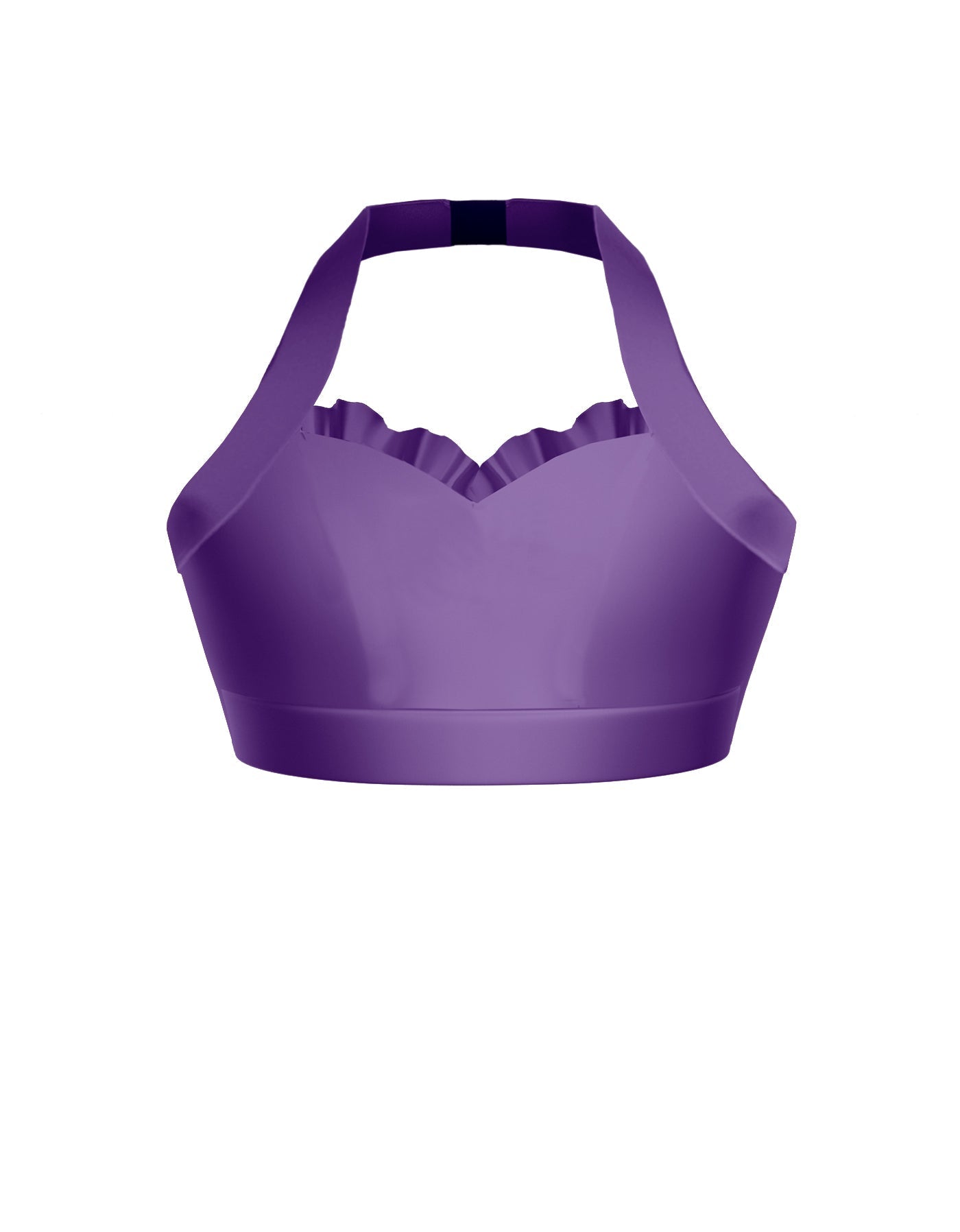 Solid Lycra Halter Sweetheart Bra with Ruffle