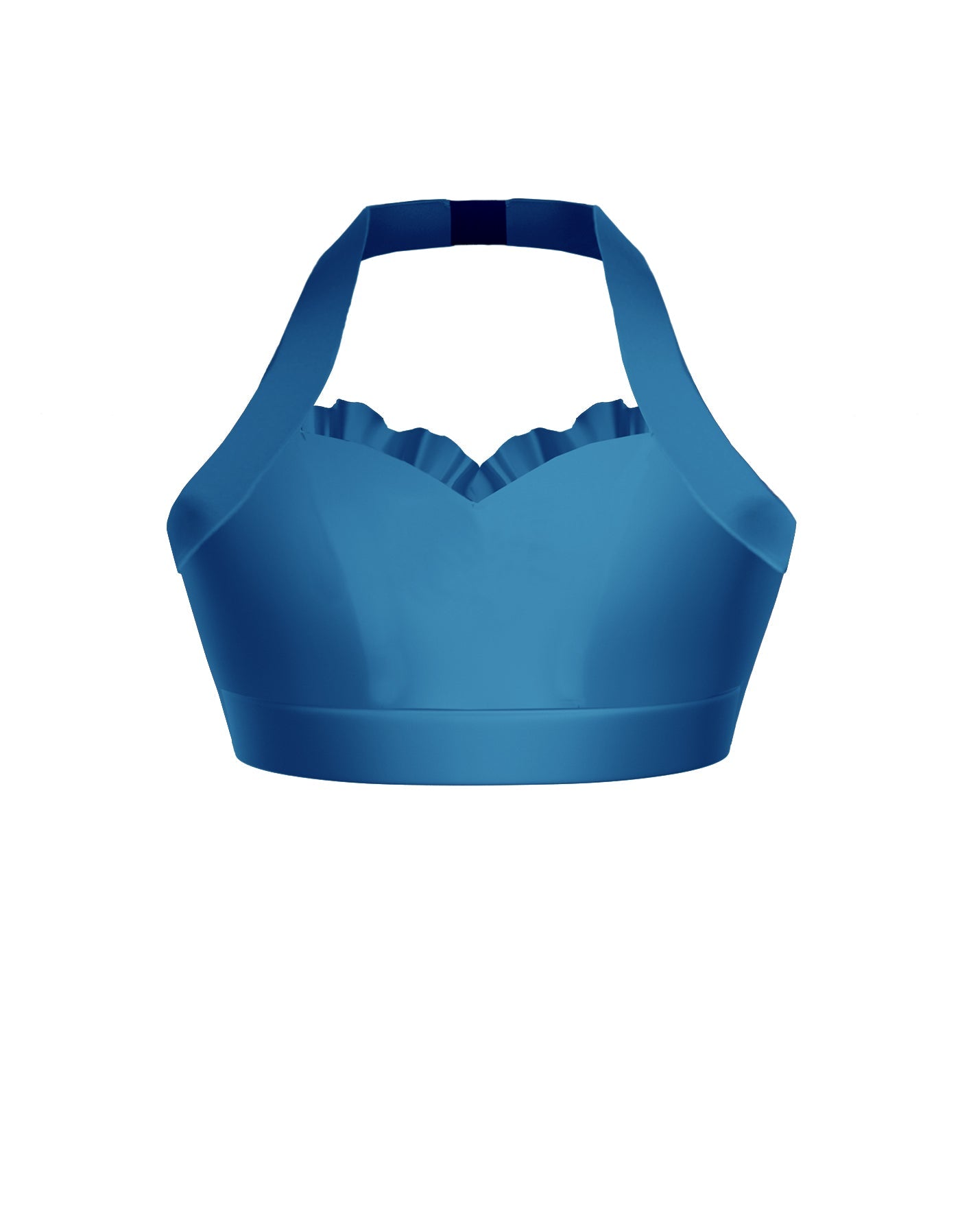 Solid Lycra Halter Sweetheart Bra with Ruffle