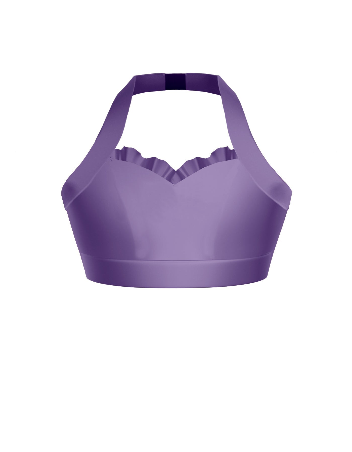 Solid Lycra Halter Sweetheart Bra with Ruffle
