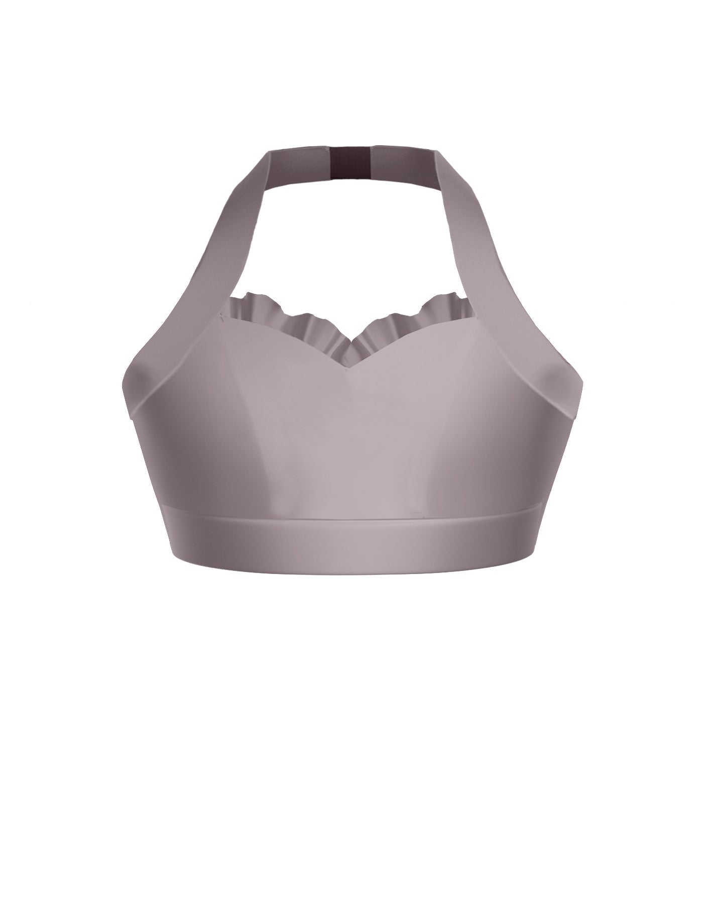 Solid Lycra Halter Sweetheart Bra with Ruffle