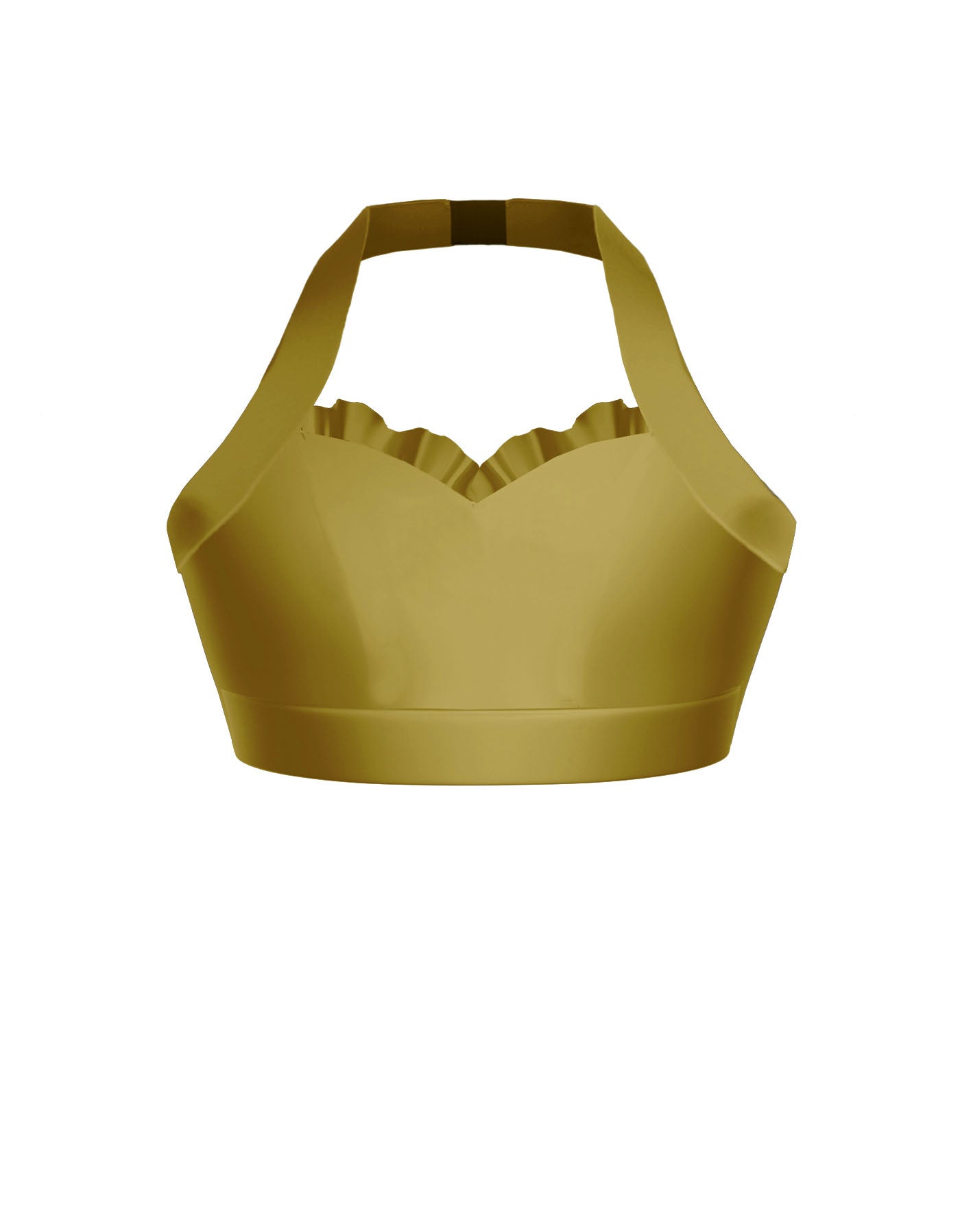 Solid Lycra Halter Sweetheart Bra with Ruffle