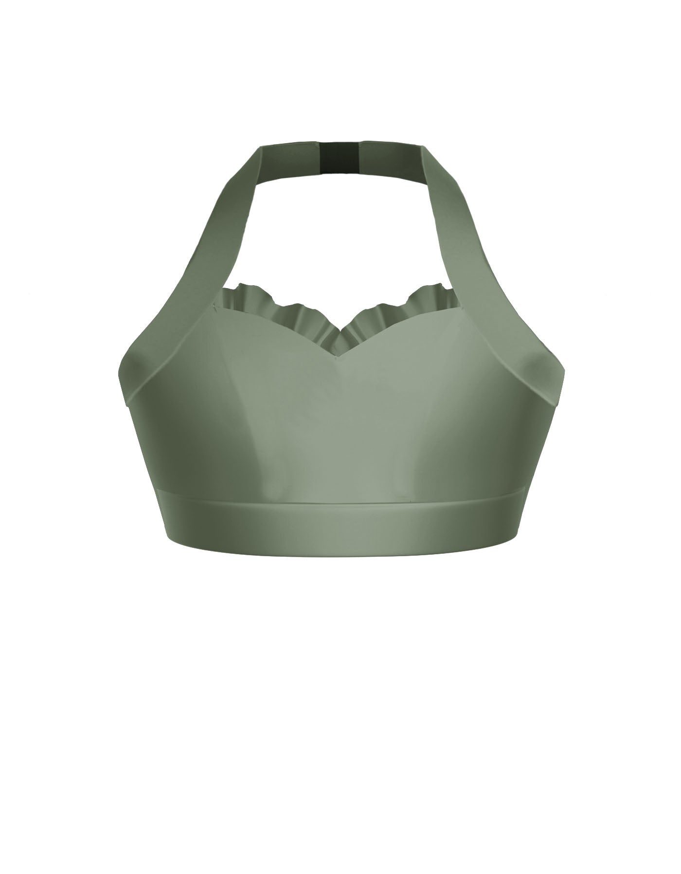 Solid Lycra Halter Sweetheart Bra with Ruffle