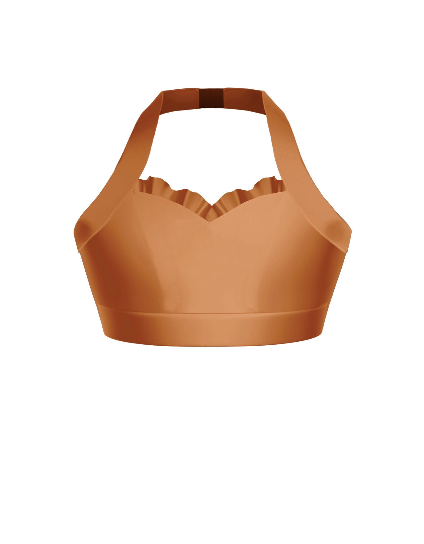 Solid Lycra Halter Sweetheart Bra with Ruffle