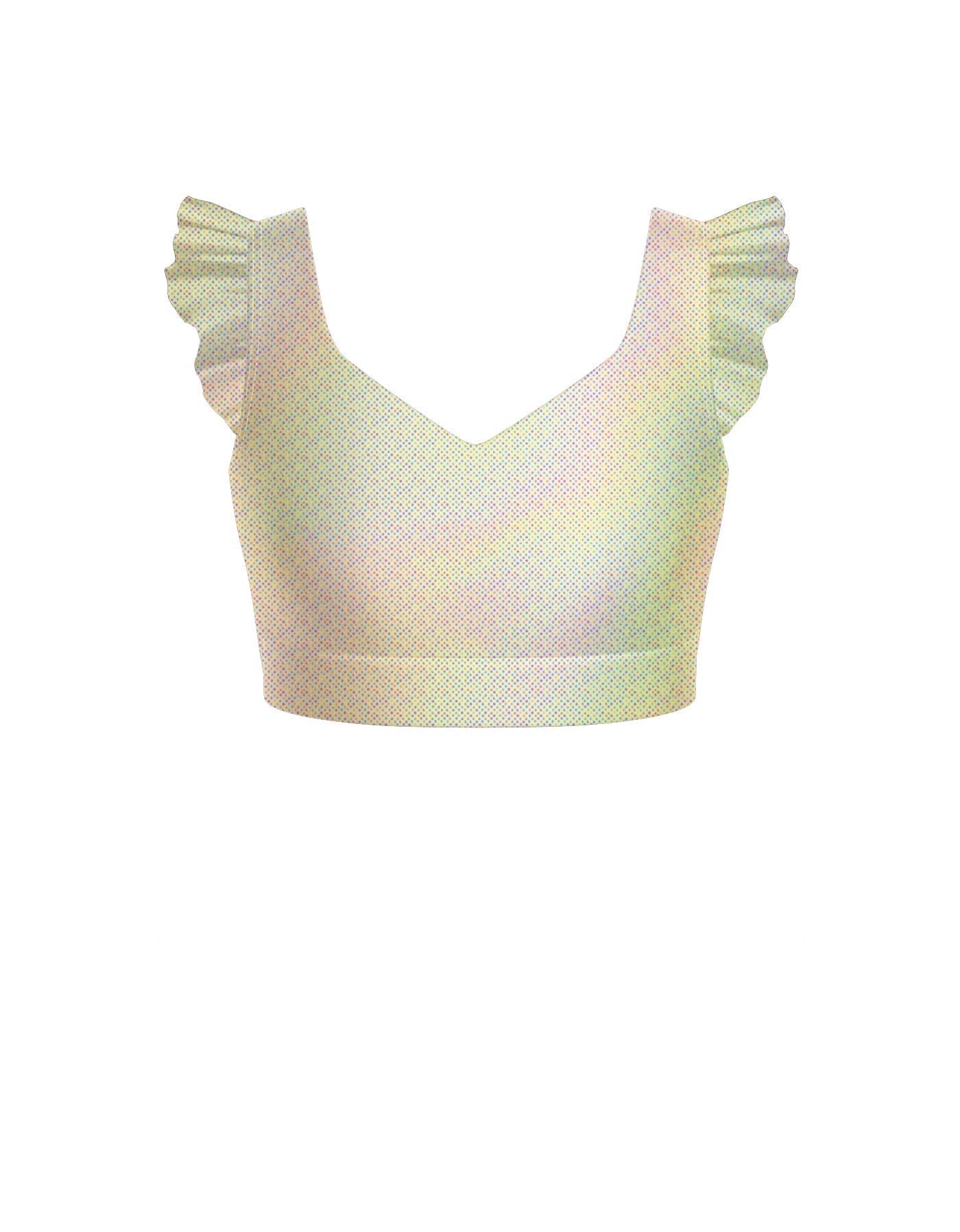Hologram Sweetheart Crop Top Gather Sleeve