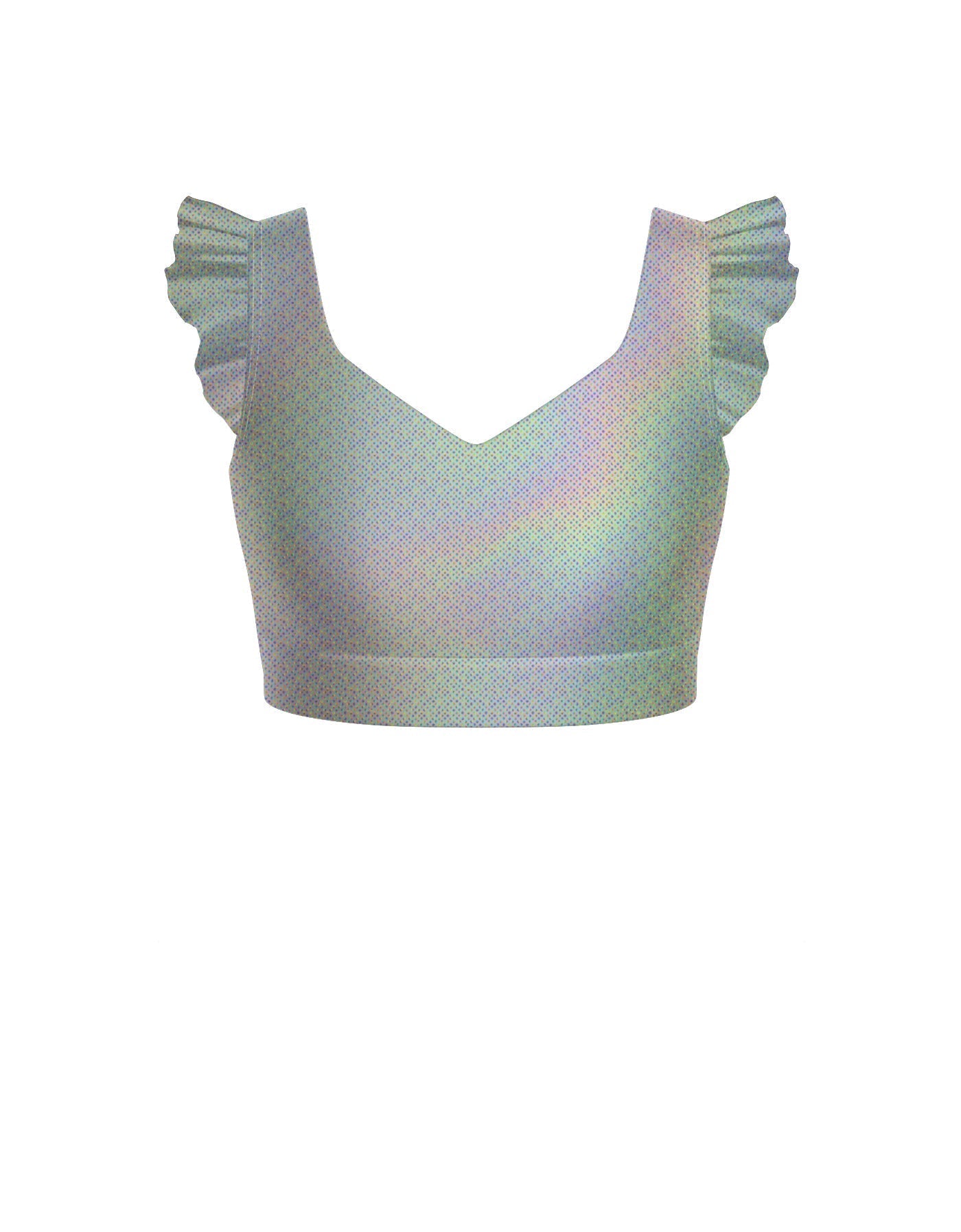 Hologram Sweetheart Crop Top Gather Sleeve