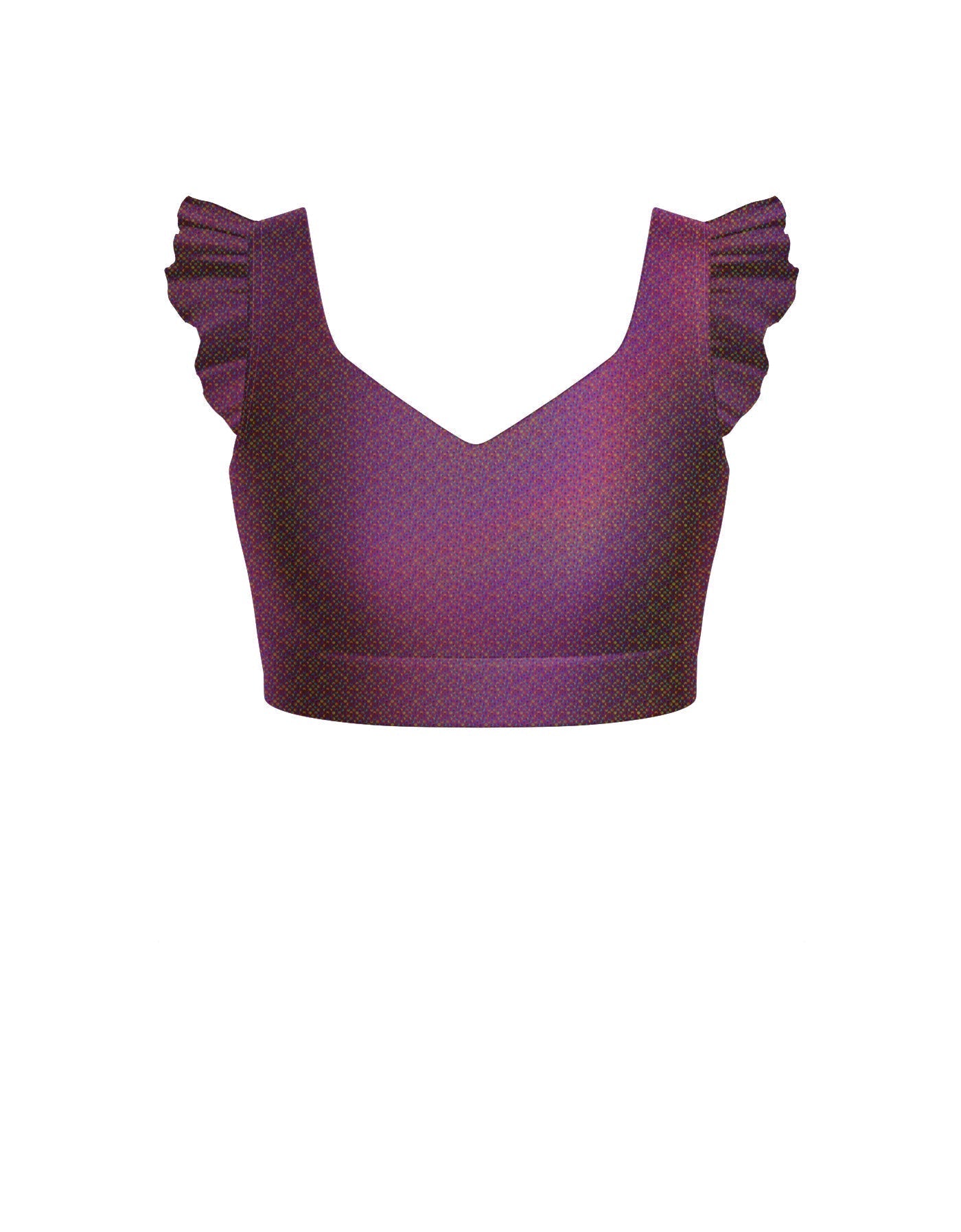Hologram Sweetheart Crop Top Gather Sleeve
