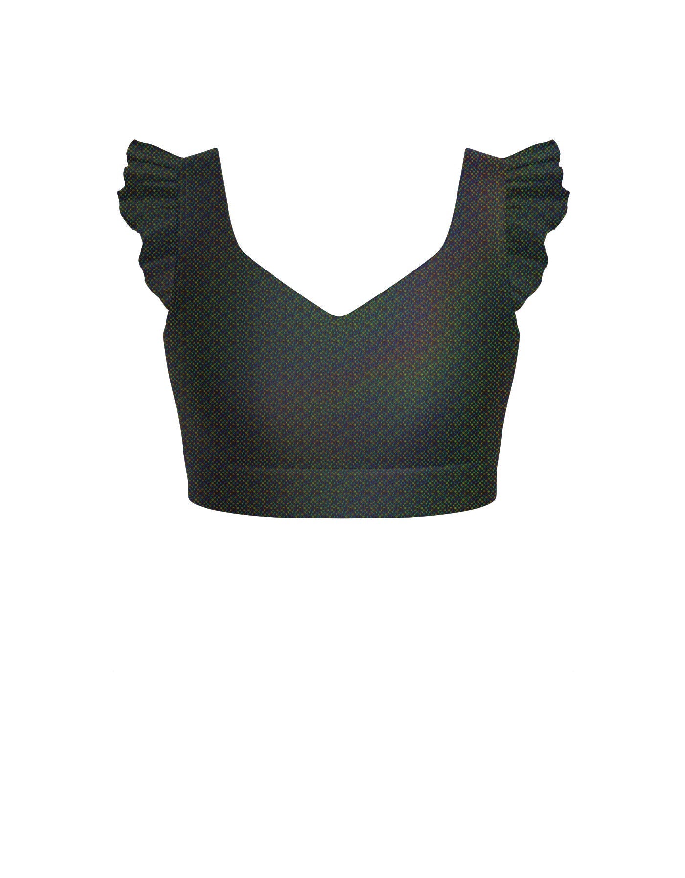 Hologram Sweetheart Crop Top Gather Sleeve