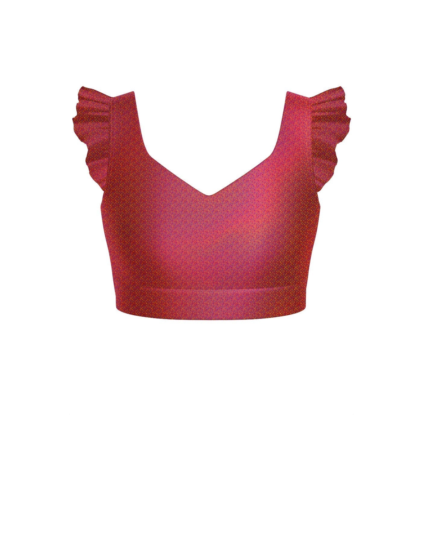 Hologram Sweetheart Crop Top Gather Sleeve