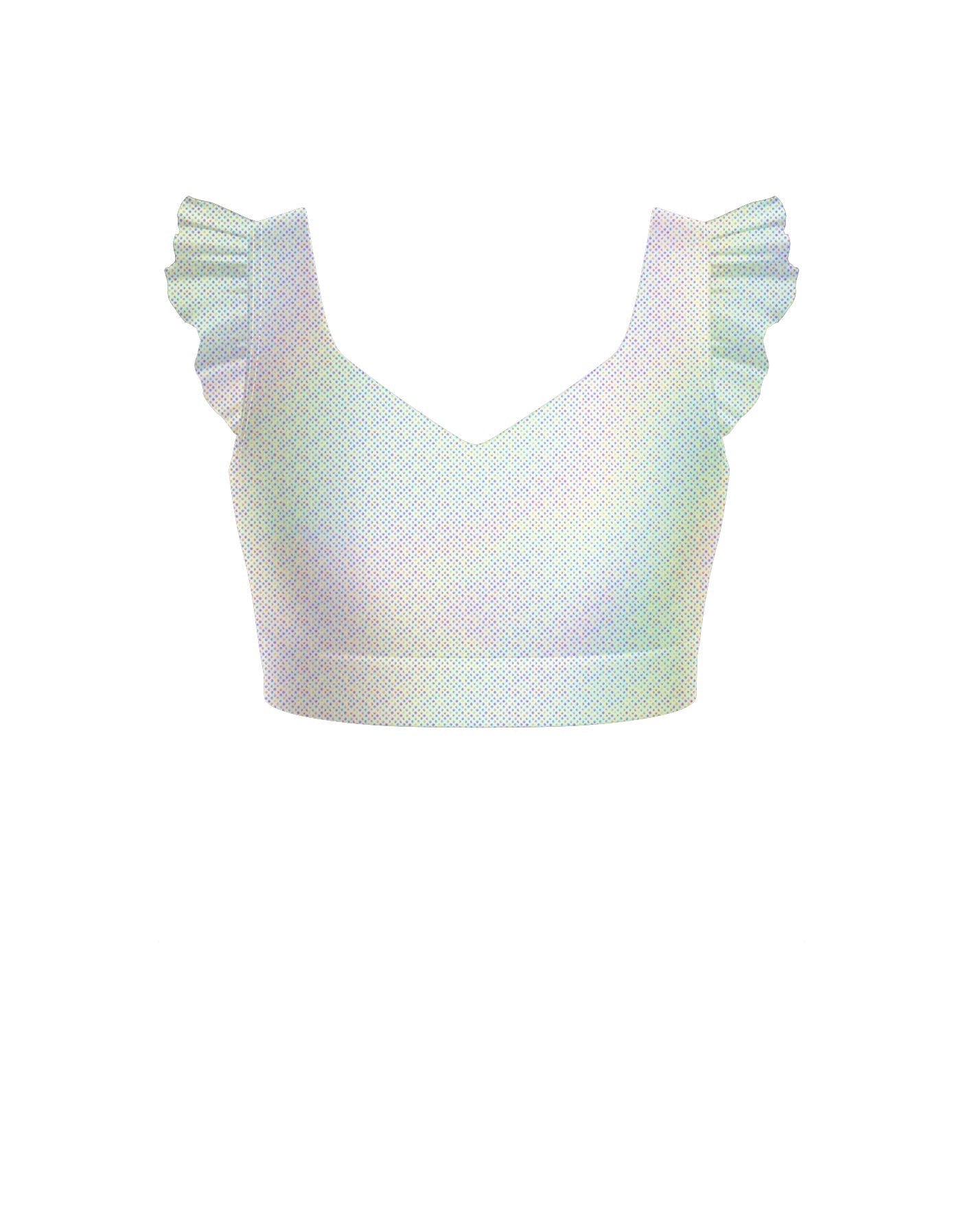 Hologram Sweetheart Crop Top Gather Sleeve