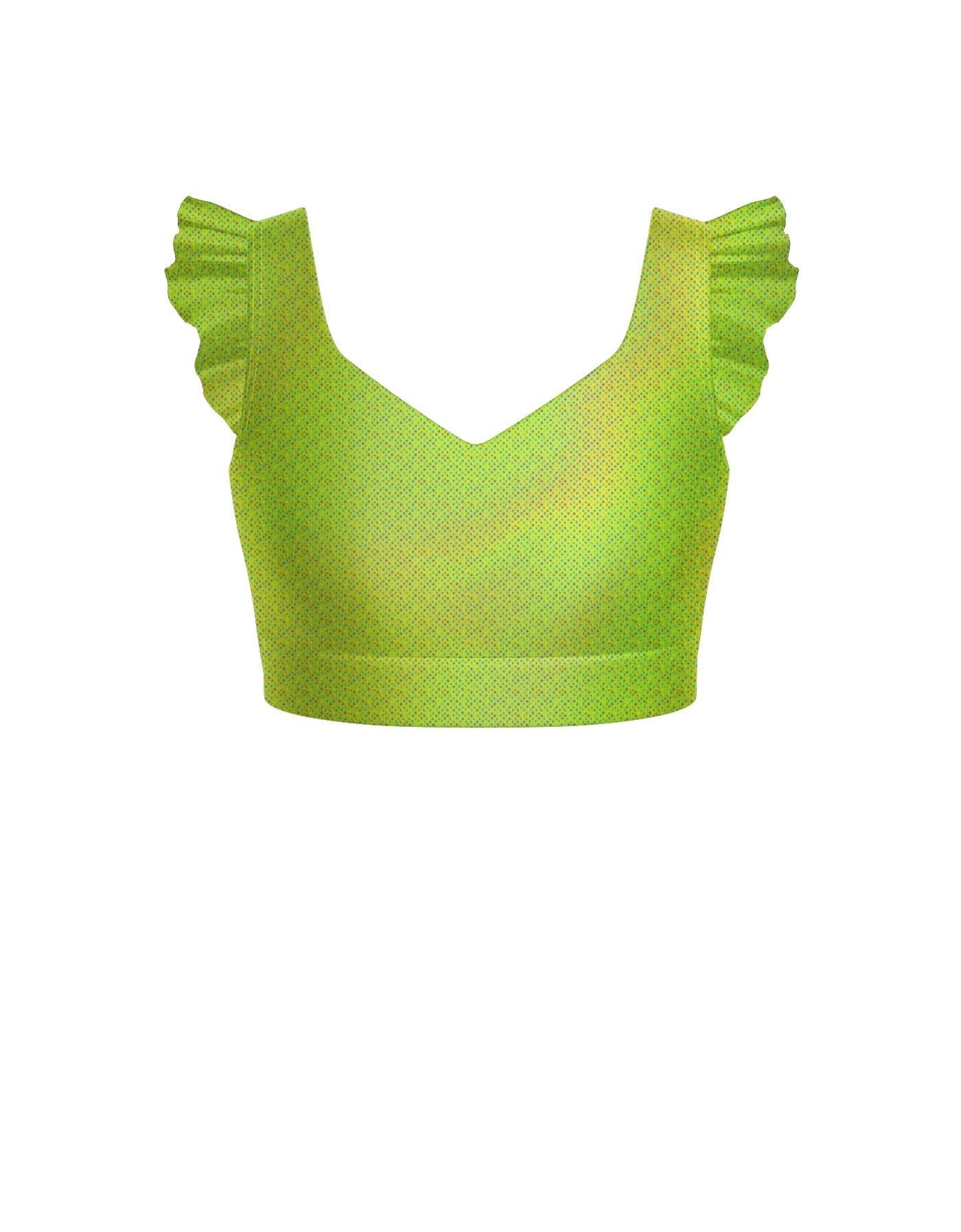 Hologram Sweetheart Crop Top Gather Sleeve