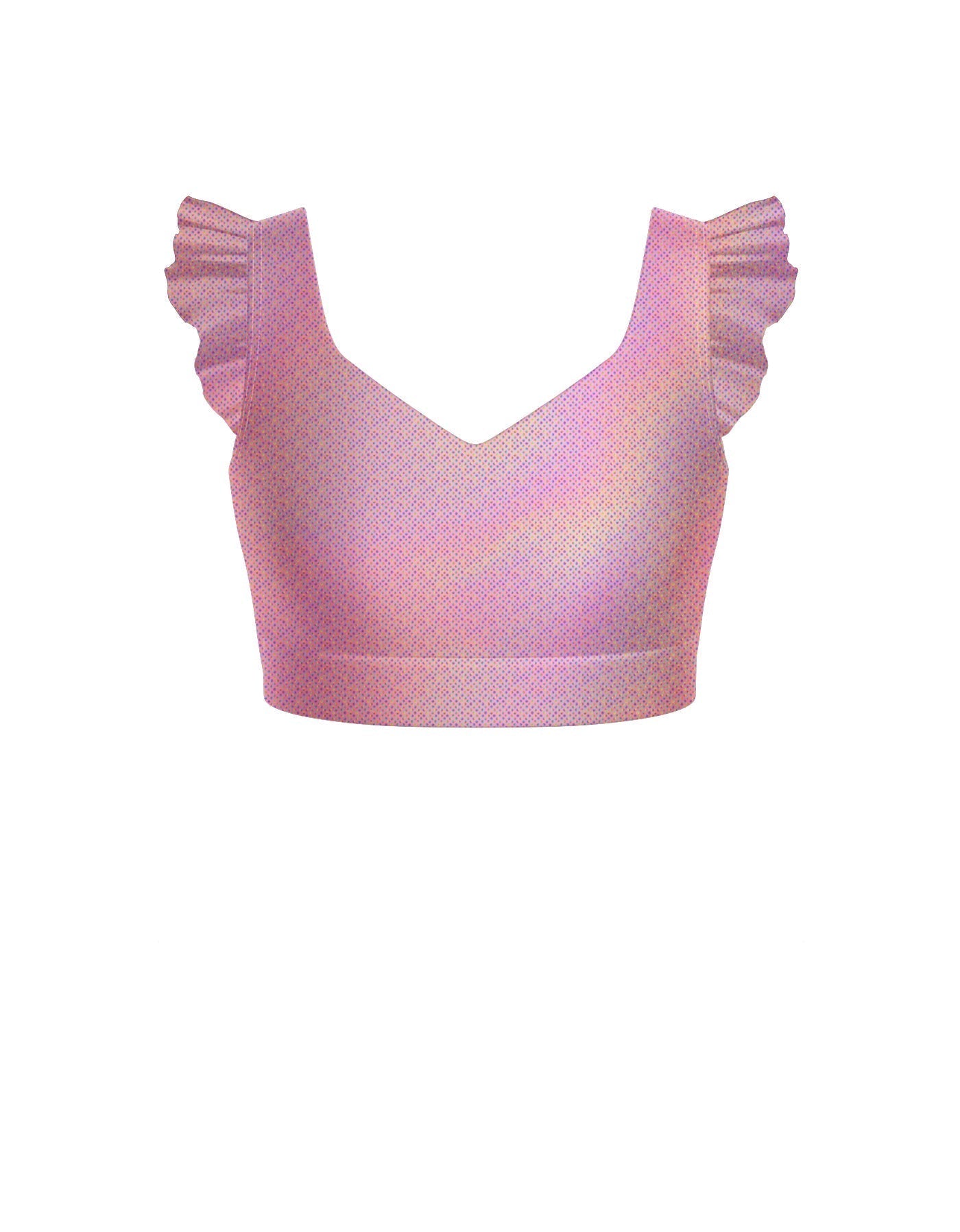 Hologram Sweetheart Crop Top Gather Sleeve