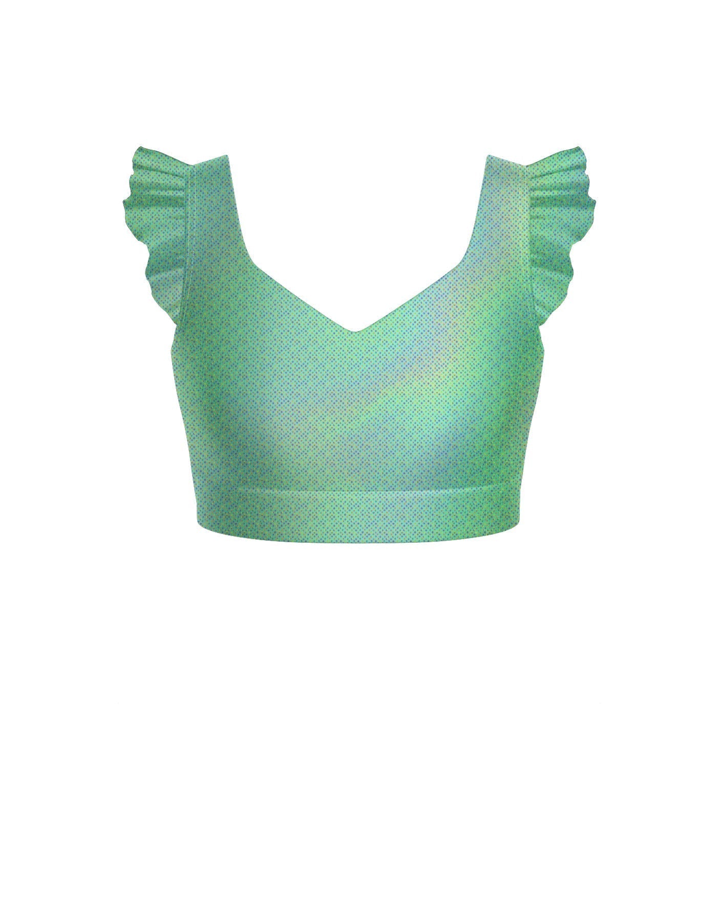 Hologram Sweetheart Crop Top Gather Sleeve