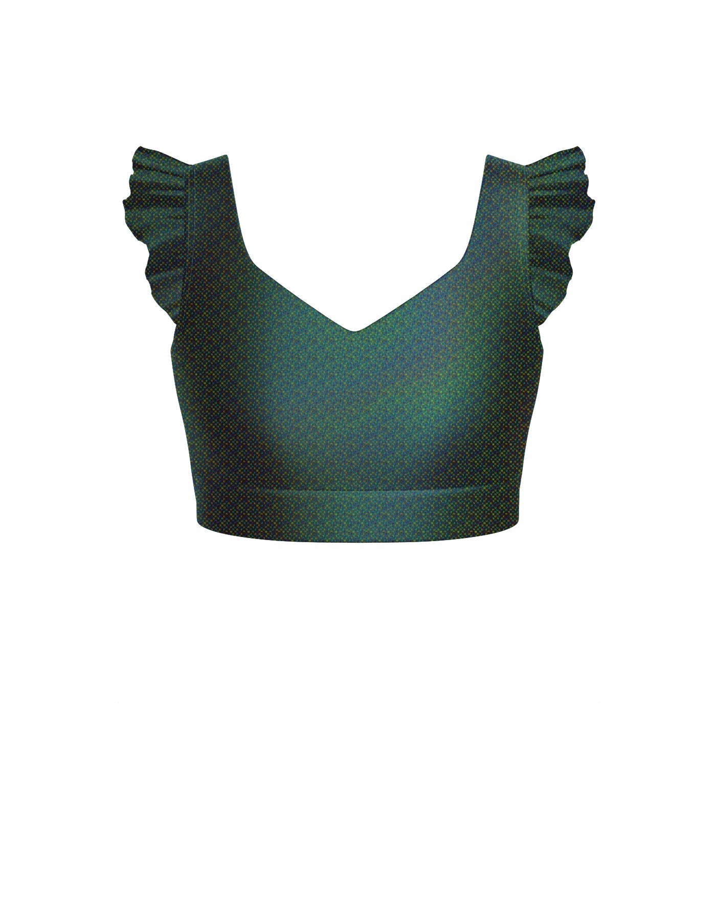 Hologram Sweetheart Crop Top Gather Sleeve