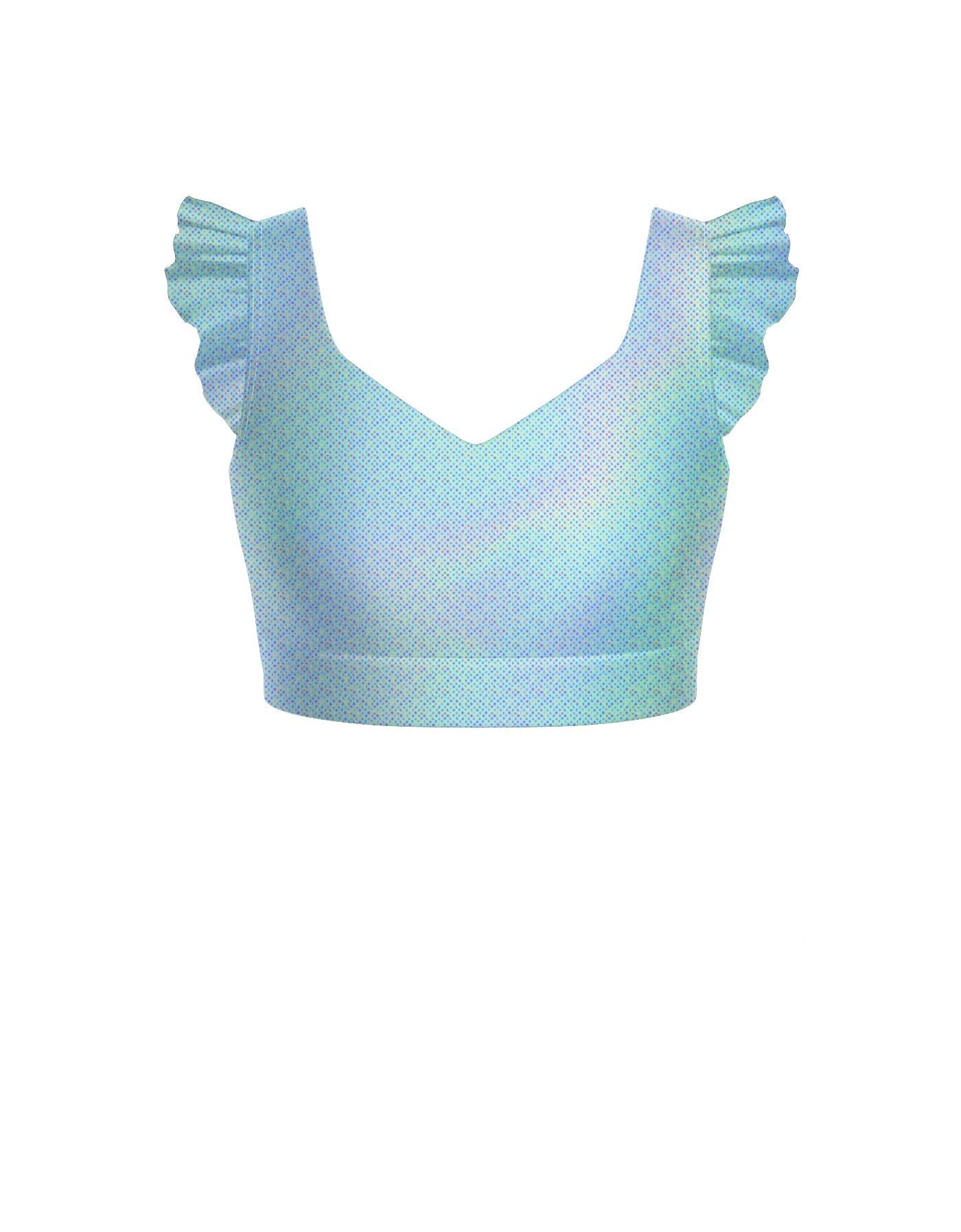 Hologram Sweetheart Crop Top Gather Sleeve