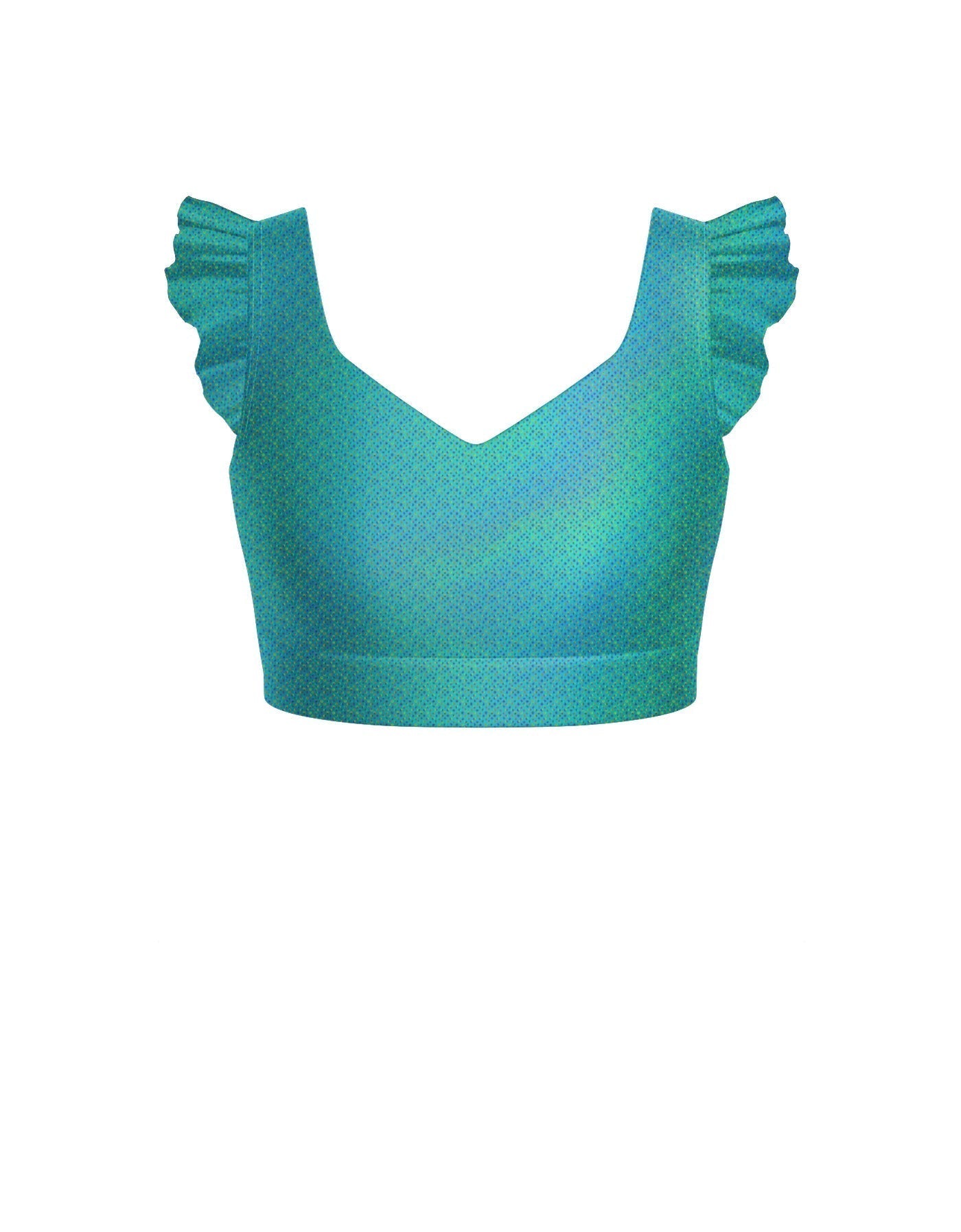 Hologram Sweetheart Crop Top Gather Sleeve