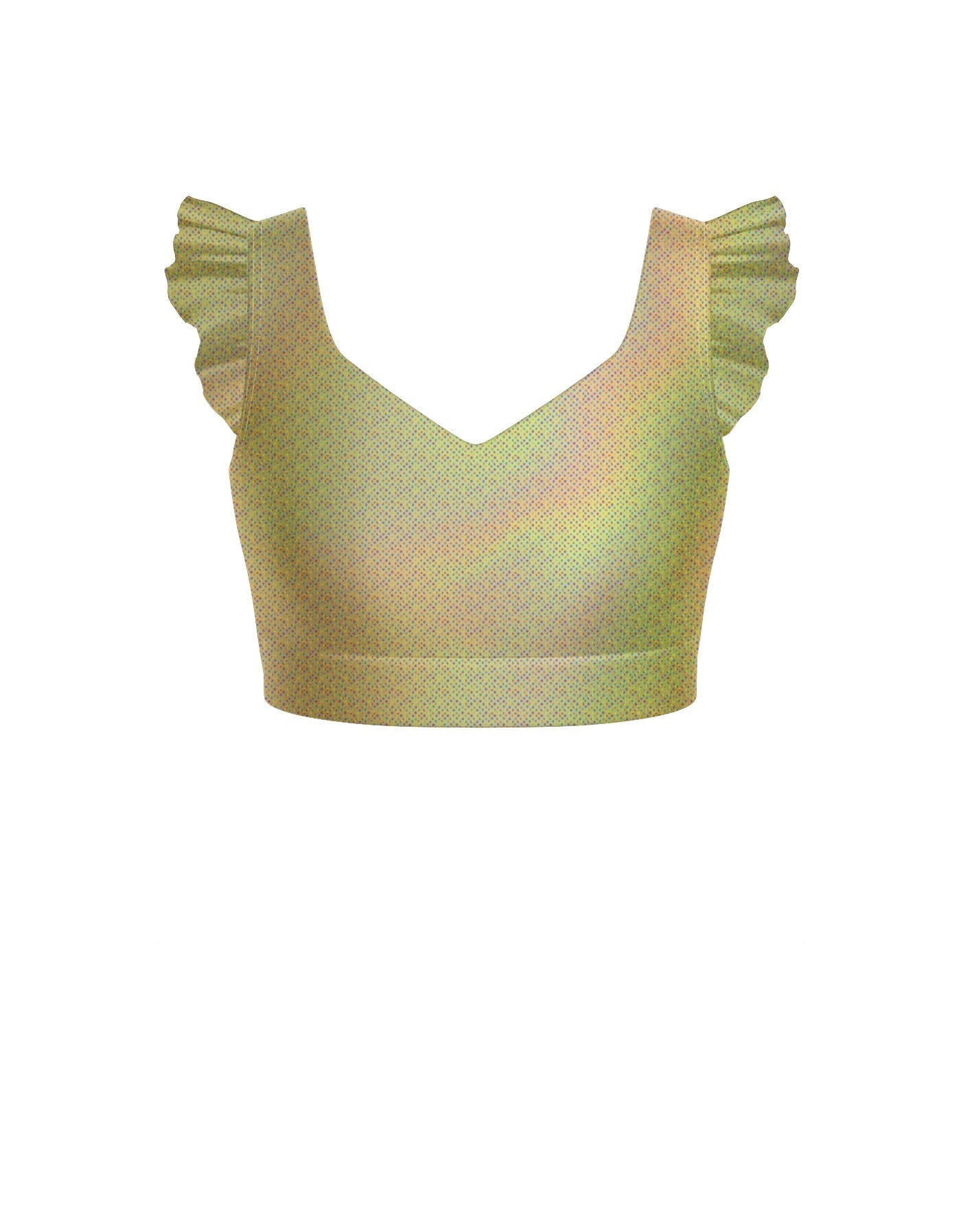 Hologram Sweetheart Crop Top Gather Sleeve