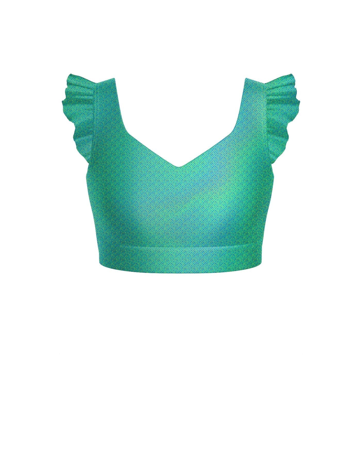 Hologram Sweetheart Crop Top Gather Sleeve
