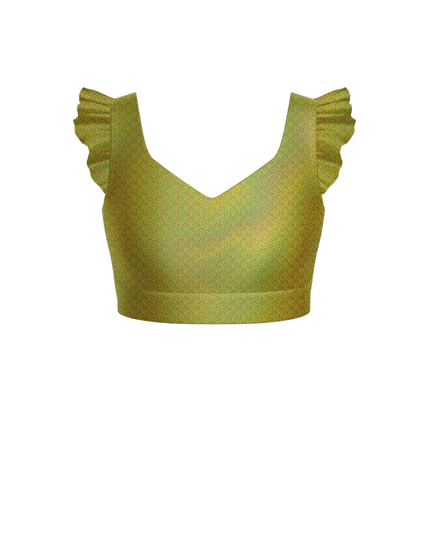 Hologram Sweetheart Crop Top Gather Sleeve