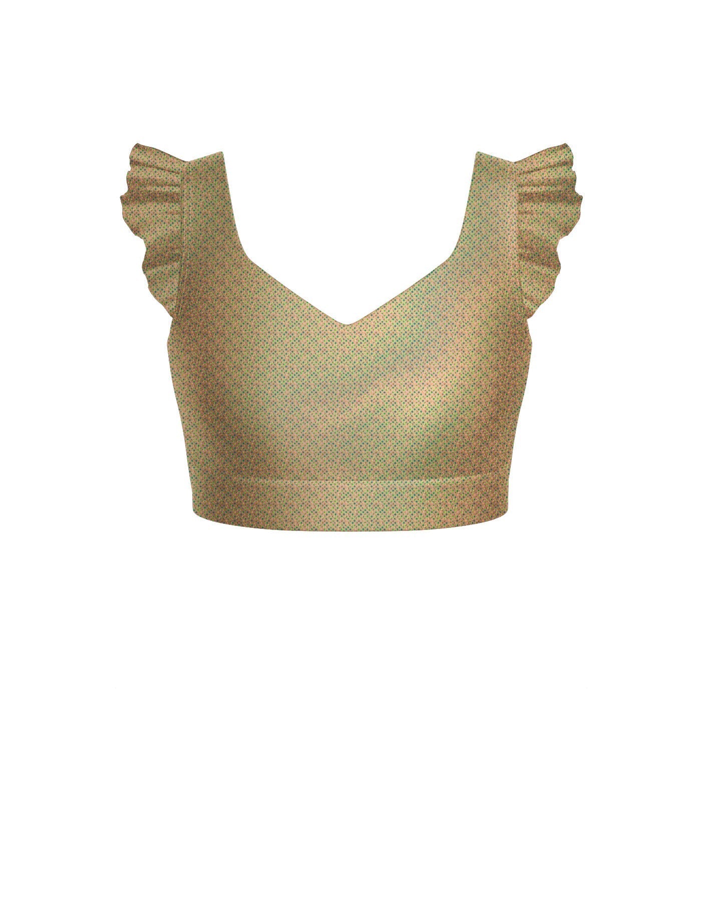 Hologram Sweetheart Crop Top Gather Sleeve