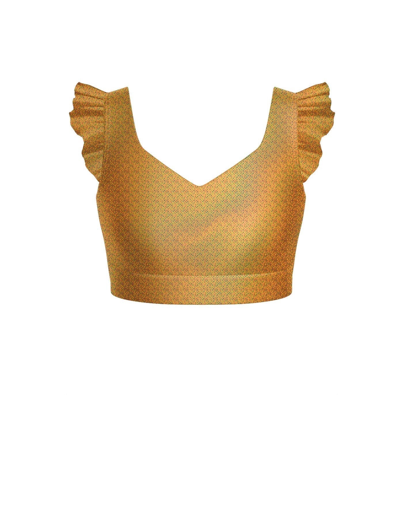Hologram Sweetheart Crop Top Gather Sleeve