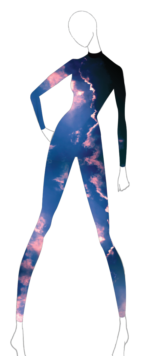 Custom Dusk Lycra LS Tneck Open Back Unitard