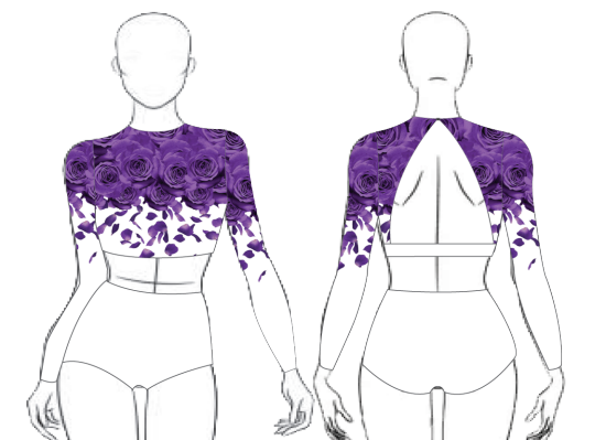 Custom Je Taime LS Triangle Back Crop Top