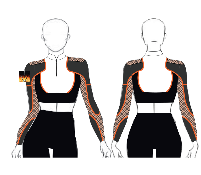 Custom Fast & Furious Lycra LS Tneck Zipper front Crop Top