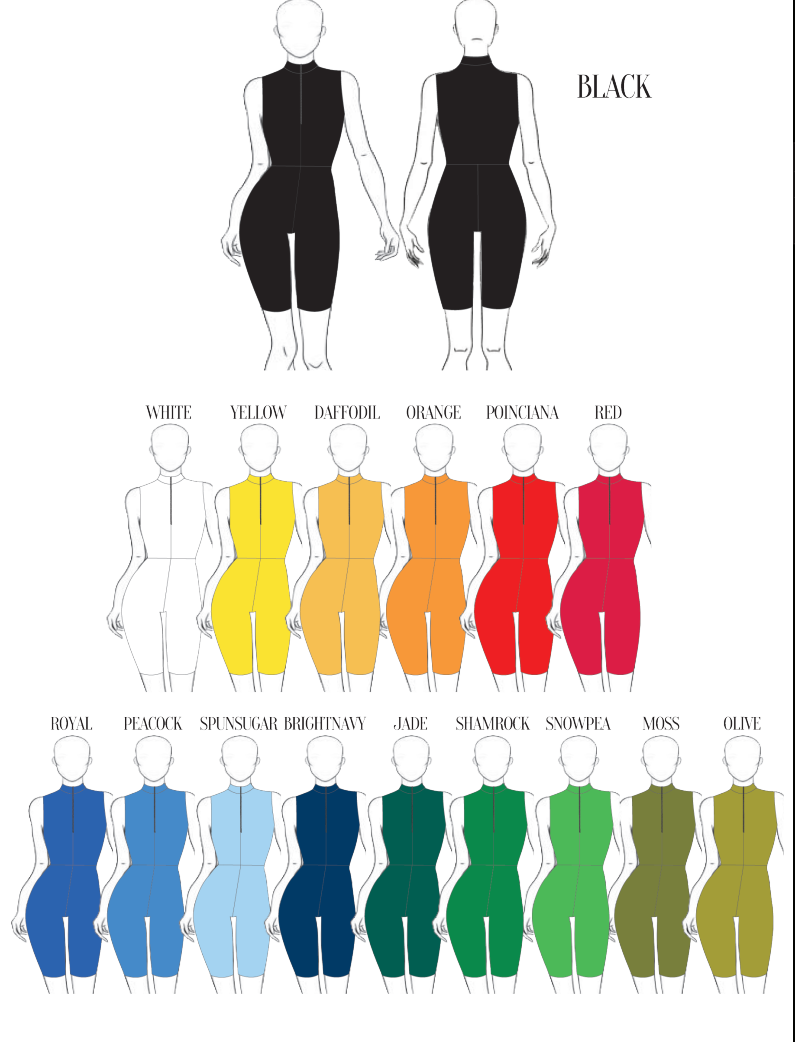 Custom Color Sleeveless Zip Front Bike Short Biketard