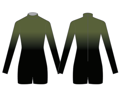 Custom Green Ombre NorCal LS Tneck Zip Back Biketard