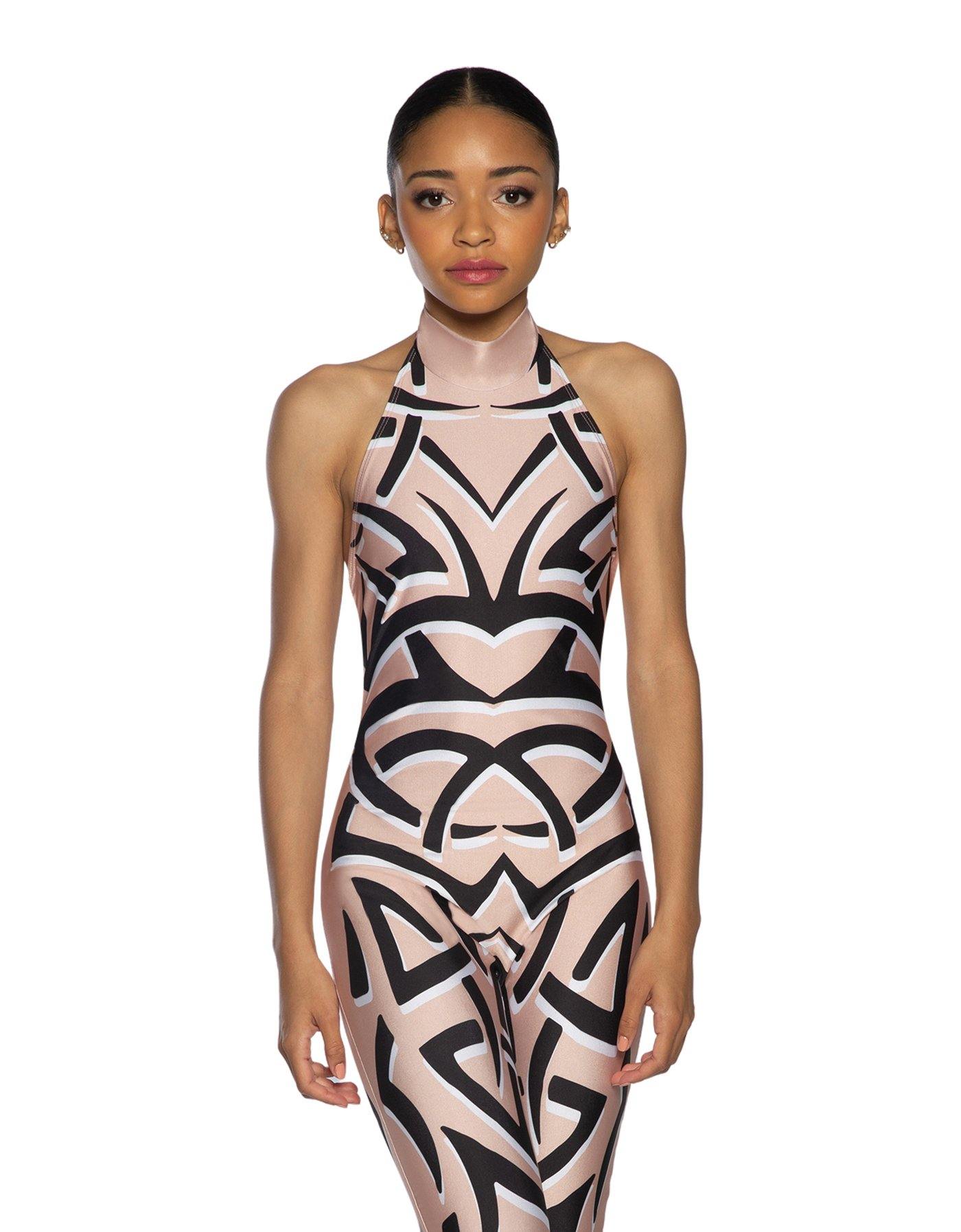 Tribal Coloured Halter Unitard