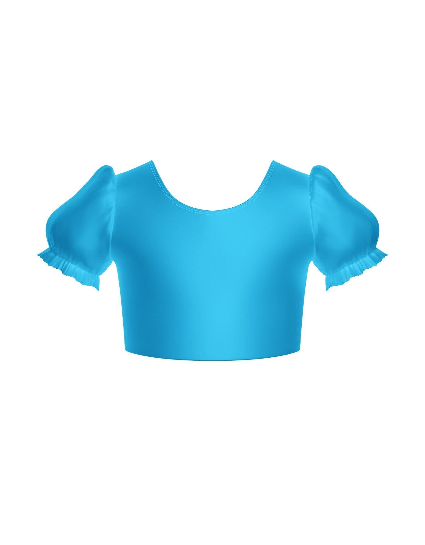 Solid Hologram Puff Sleeve Crop Top