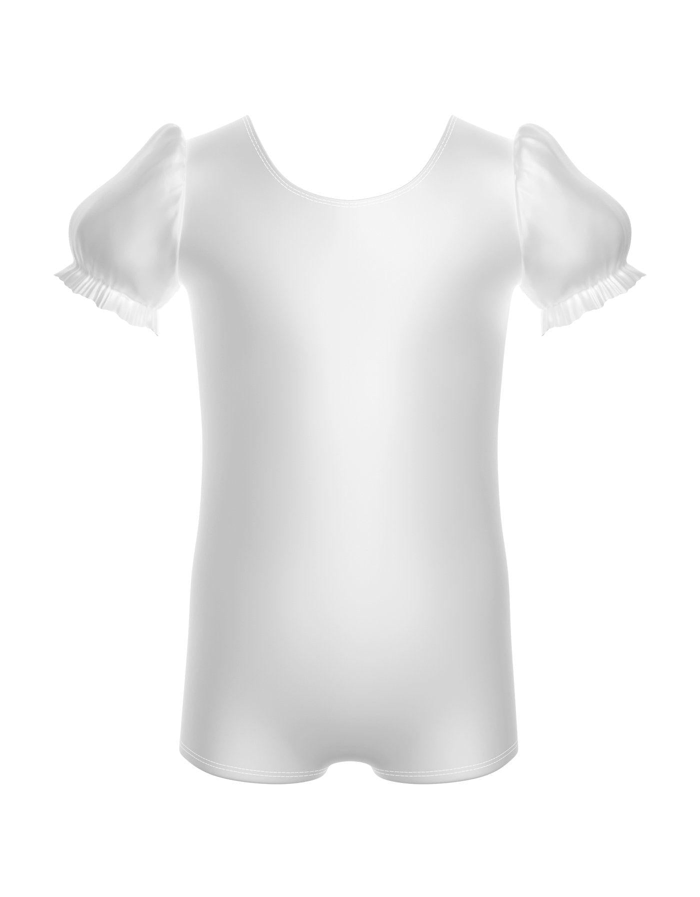 Solid Lycra Puff Sleeve Biketard