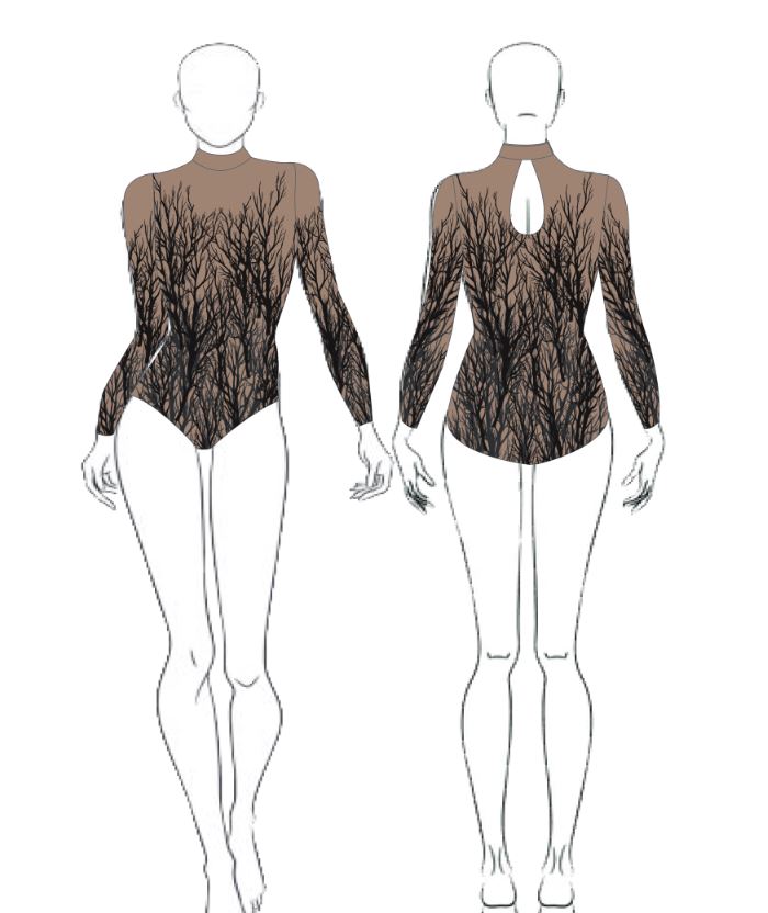 Custom Branches Tneck LS Keyhole Leotard
