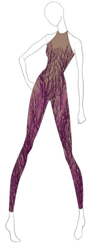Branches Halter Covered Back Unitard