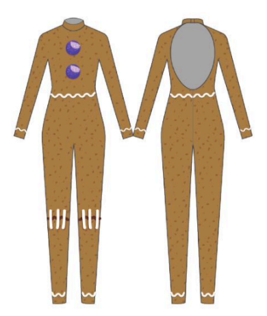 Custom Gingerbread LS TNeck Open Back Unitard