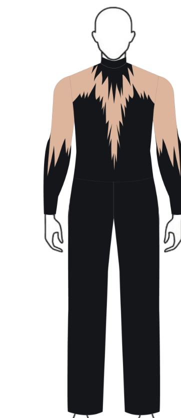 Custom Dark Side Mens LS Tneck Zipper Back Straight Leg Unitard