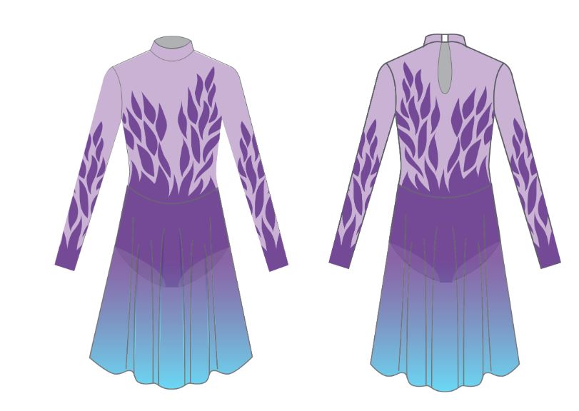 Custom Fairies LS Tneck Keyhole Back Dress with Skirt