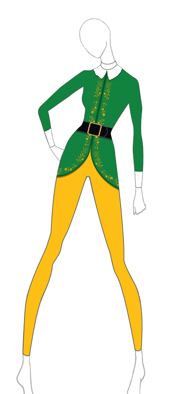 Custom Elf LS Tneck Zipper Back Unitard
