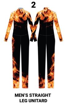 Custom On Fire Mens LS Tneck Zipper Back Straight Leg Unitard