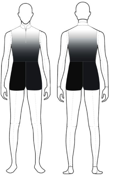 Custom Ombre Mens Sleeveless Zipper Front Biketard