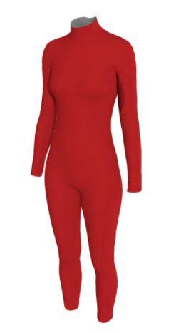Custom Color RED LS Zip Back Unitard