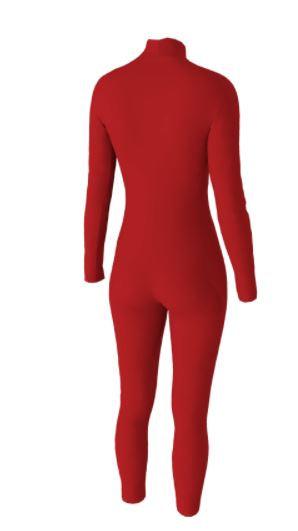Custom Color RED LS Zip Back Unitard