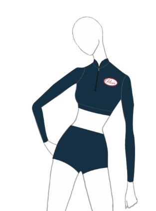 Custom Rosie LS Zipper Front Crop Top