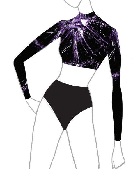 Custom Color Shattered LS Crop Top