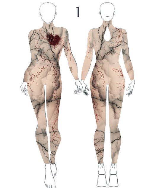 Custom Veins Lycra LS Tneck Keyhole Back Unitard