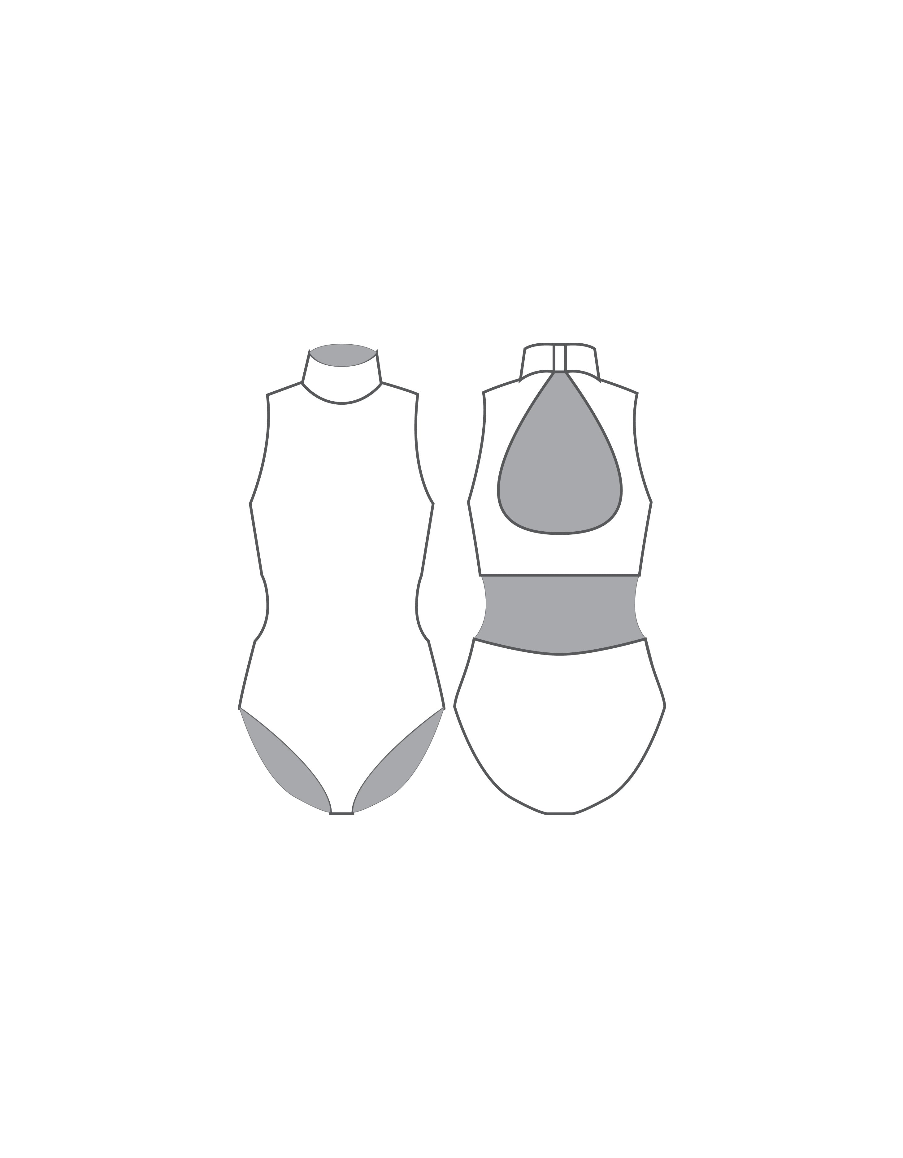 Custom Inked Keyhole Open Back Leotard - Tall Collar - Lycra