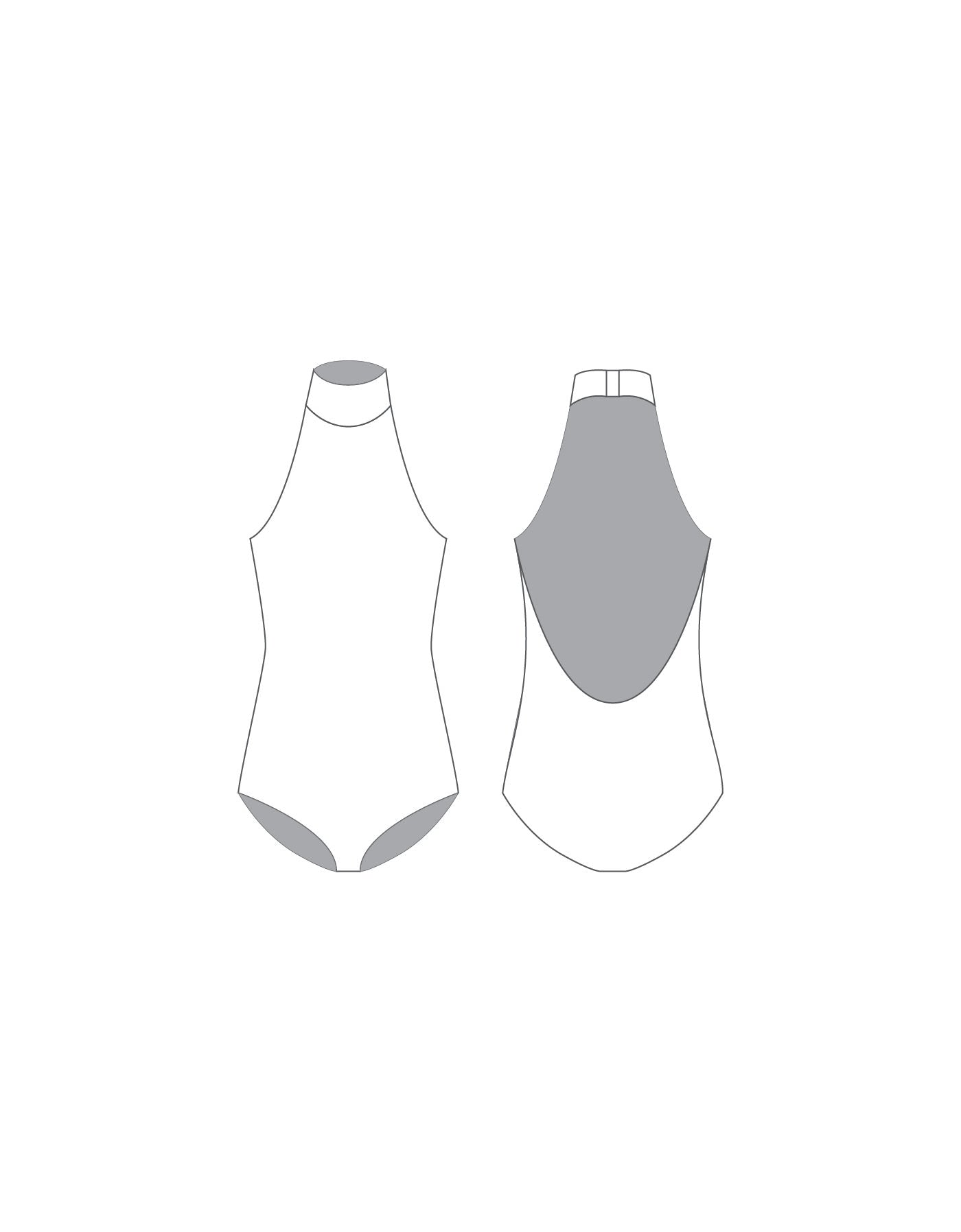 Custom Inked Halter Leotard Tall Collar Low Back - Lycra