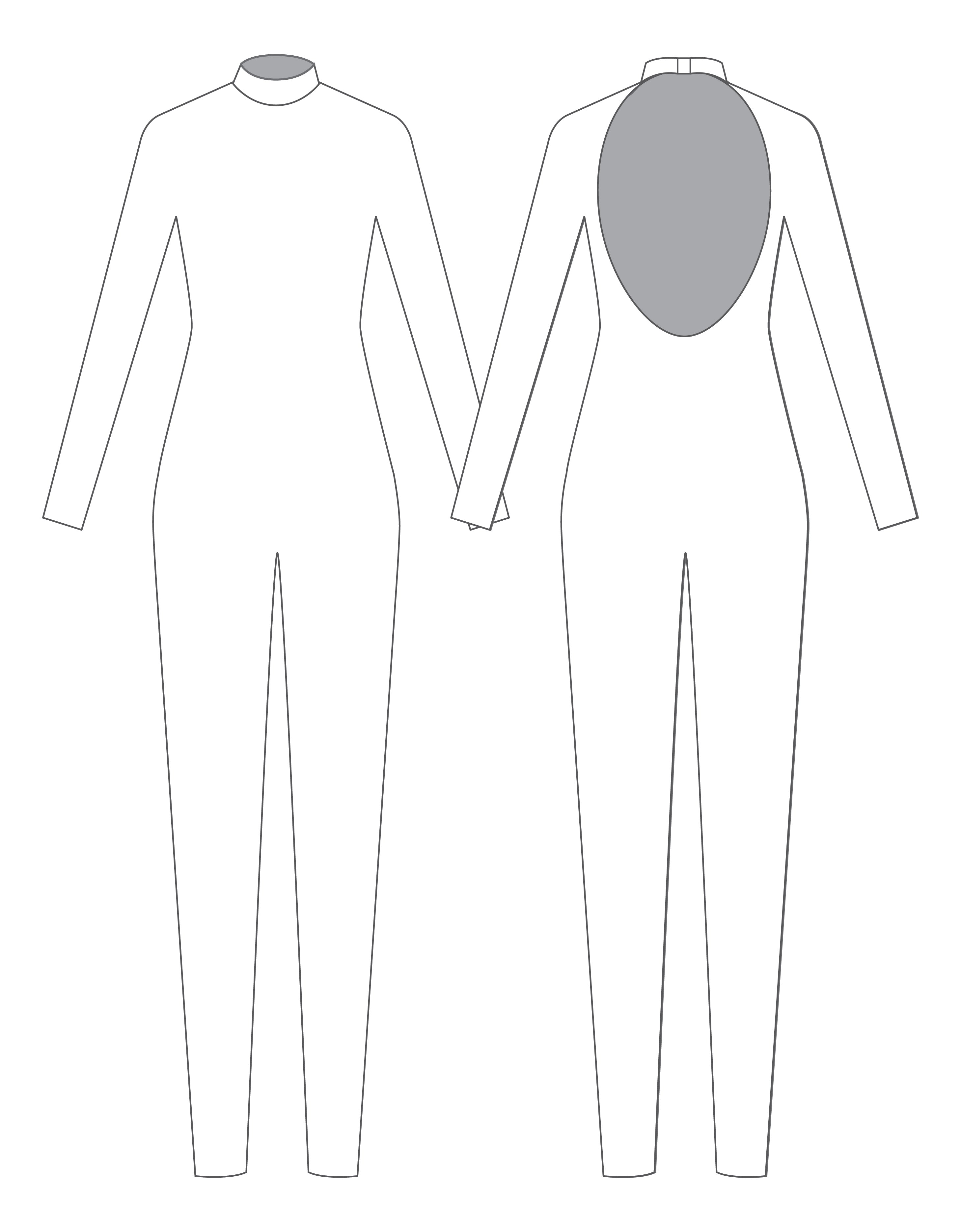 Custom Inked LS Tneck Open Back Unitard - Lycra