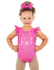 Solid Hologram Tank with Gather Sleeve Leotard