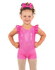 Solid Hologram Tank Biketard with Gather Sleeves